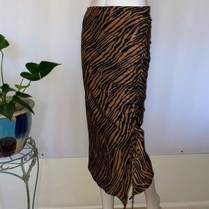 Tiger Print Ruched Midi/Maxi Skirt
